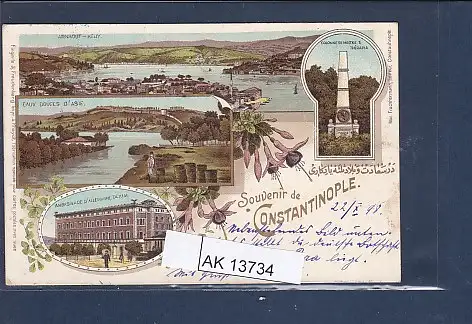 [Ansichtskarte] AK Litho Souvenir de Constantinople 4.Ansichten Arnaout Keuy - Eaux Bouces D Asie 1898. 