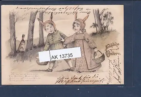 [Ansichtskarte] Präge AK Fröhliche Ostern Kinder als Osterhasen 1903. 