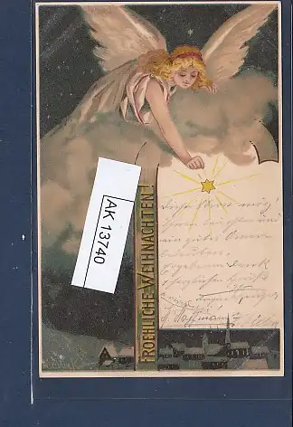 [Ansichtskarte] AK Fröhliche Weihnachten Engel mit Stern 1900. 