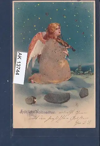 [Ansichtskarte] AK Fröhliche Weihnachten Engel mit Geige 1900. 