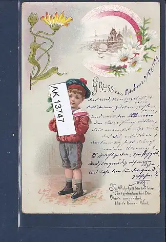 [Ansichtskarte] AK Gruss aus Junge mit Blume 1899. 