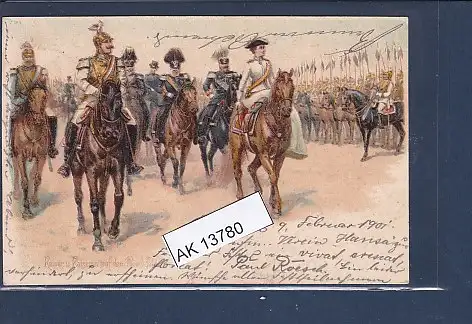 [Ansichtskarte] AK Kaiser u. Kaiserin auf dem Paradefelde 1901. 