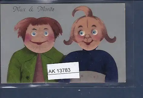 [Ansichtskarte] AK Max & Moritz 1900 Die Figuren sind aus Stoff aufgeklebt. 