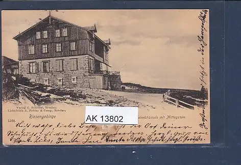 [Ansichtskarte] AK Riesengebirge Prinz Heinrichbaude mit Mittagstein 1900. 