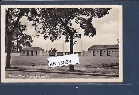 [Ansichtskarte] AK Frankfurt ( Oder) Eingang zum Stadion 1953. 