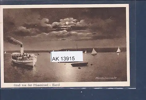 [Ansichtskarte] AK Gruß von der Pfaueninsel - Havel Mondscheinnacht 1940. 