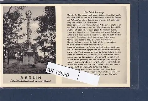 [Ansichtskarte] AK Berlin Schildhorndenkmal an der Havel Die Schildhornsage 1960. 