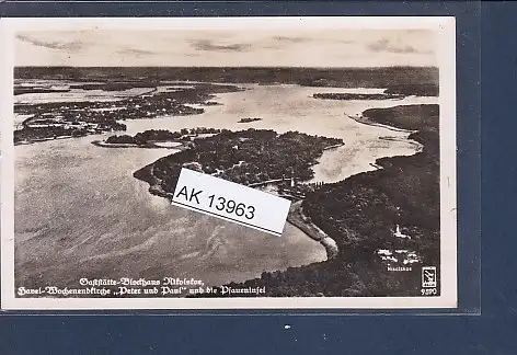 [Ansichtskarte] AK Gaststätte Blockhaus Nikolskoe Havel Wochenendkirche Peter und Paul Pfaueninsel 1953. 
