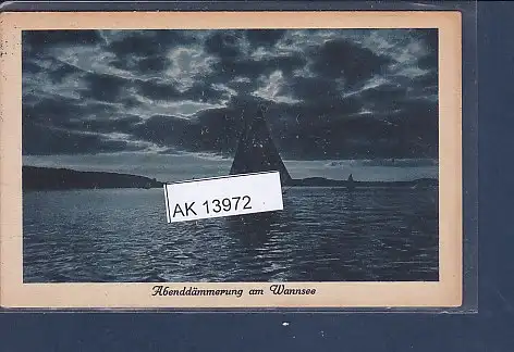 [Ansichtskarte] AK Abenddämmerung am Wannsee Segelboot 1927. 