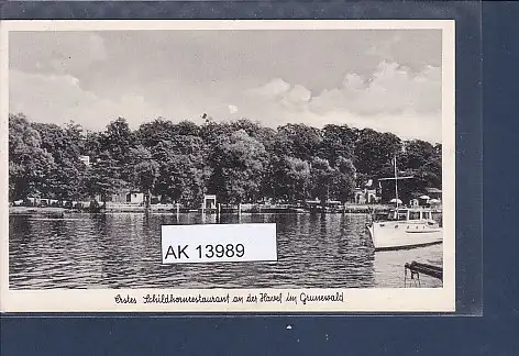 [Ansichtskarte] AK Erstes Schildhornrestaurant an der Havel im Grunewald 1954. 