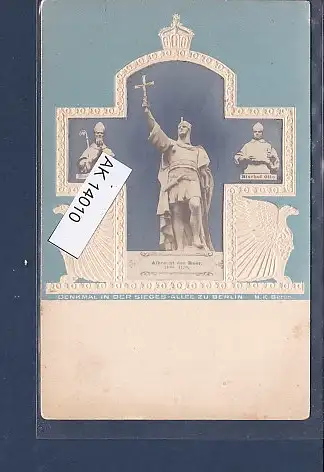 [Ansichtskarte] AK Denkmal in der Sieges Allee zu Berlin Albrecht der Baer 1920. 