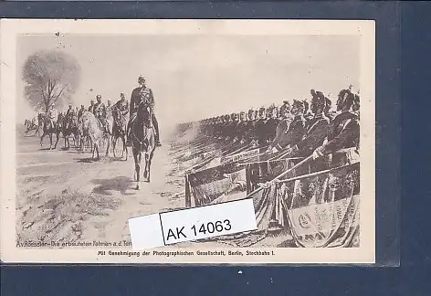 [Ansichtskarte] AK A.v. Roessler - Die erbeuteten Fahnen a.d. Tempelhofer Felde Rotes Kreuz 1911. 