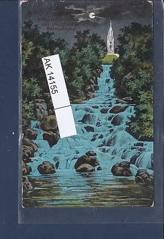 [Ansichtskarte] AK Berlin Kreuzberg Wasserfall bei elektrischer Beleuchtung 1920. 