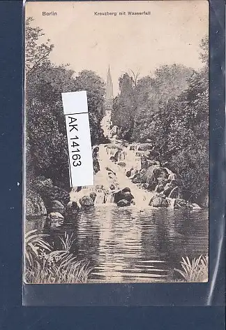 [Ansichtskarte] AK Berlin Kreuzberg mit Wasserfall 1909. 