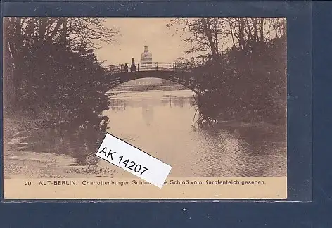 [Ansichtskarte] AK Alt Berlin Charlottenburger Schloß Das Schloß vom Karpfenteich gesehen 1920. 