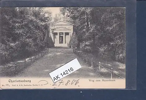 [Ansichtskarte] AK Charlottenburg Weg zum Mausoleum 1906. 