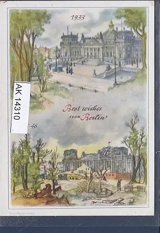 [Ansichtskarte] AK Best wishes From Berlin 2.Ansichten 1933 - 1945/46 ( Reichstagsgebäude). 