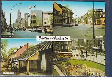 [Ansichtskarte] AK Berlin Neukölln 4.Ansichten Karl Marx Straße - Alt Rixdorf - Alte Dorfschmiede - Am Rathaus 1970. 