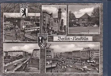 [Ansichtskarte] AK Berlin Neukölln 5.Ansichten S Bahnhof Neukölln - S Bahnhof Sonnenallee - S Bahnhof Hermannstraße 1965. 