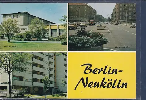 [Ansichtskarte] AK Berlin Neukölln 3.Ansichten Prestei Haus - Hermannstraße - Haus Bremen 1970. 