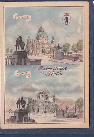 [Ansichtskarte] AK Beste Grüsse aus Berlin 2.Ansichten Berliner Dom  Berlin 1933 - Berlin 1945 - 1946. 