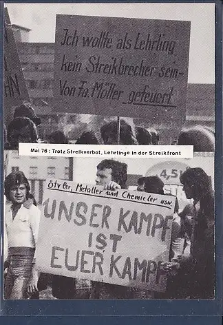 [Ansichtskarte] AK Fotogruppe von Pädagogik Studenten an der TU Berlin Mai 76 Trotz Streikverbot  1976. 