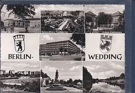 [Ansichtskarte] AK Berlin Wedding 7.Ansichten Haus der Jugend - Humboldthain Rosengarten 1960. 