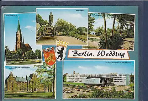 [Ansichtskarte] AK Berlin Wedding 5.Ansichten Amtsgericht am Brunnenplatz - Staatliche Ingenieurakademie Gauß 1980. 