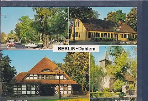 [Ansichtskarte] AK Berlin Dahlem 4.Ansichten Dorfaue - Alter Krug - U Bhf. Dahlem Dorf - St. Annenkirche 1970. 