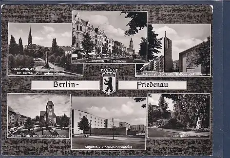 [Ansichtskarte] AK Berlin Friedenau 6.Ansichten Rheinstr. mit Rathaus - Auguste Viktoria Krankenhaus 1960. 