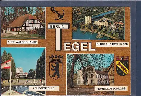 [Ansichtskarte] AK Berlin Tegel 4.Ansichten Alte Waldschänke - Blick auf den Hafen - Anlegestelle 1970. 