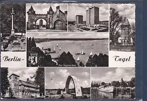 [Ansichtskarte] AK Berlin Tegel 8.Ansichten Hochhäuser Ziekowstraße - Borsig - Tegeler See 1965. 