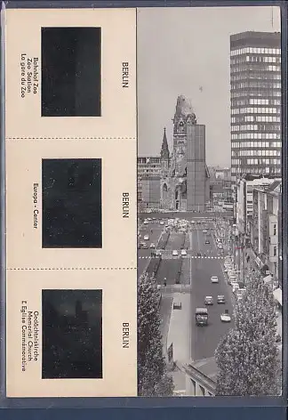 [Ansichtskarte] AK Berlin Gedächtniskirche mit 3 Dias Bahnhof Zoo - Europa Center 1960. 