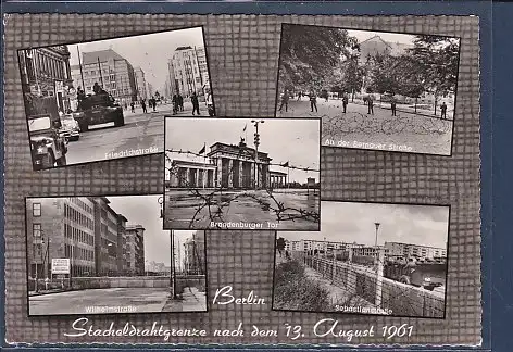 [Ansichtskarte] AK Berlin Stacheldrahtgrenze nach dem 13.August 1961 5.Ansichten Wilhelmstraße - Sebastianstraße 1961. 
