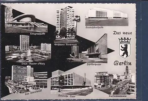 [Ansichtskarte] AK Das neue Berlin 8.Ansichten Hochhaus Roseneck - Das Zooviertel - Schillertheater 1964. 