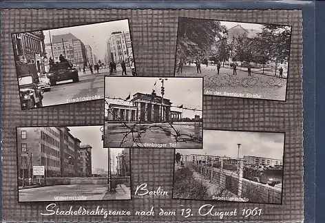 [Ansichtskarte] AK Berlin Stacheldrahtgrenze nach dem 13. August 1961  5.Ansichten Friedrichstraße - Bernauer Straße - Wilhelmstraße. 