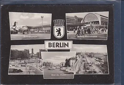 [Ansichtskarte] AK Berlin 5.Ansichten Zentralflughafen - Bahnhof Alexanderplatz - Karl Marx Allee 1969. 
