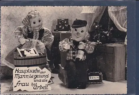 [Ansichtskarte] AK Hauptsache der Mann ist gesund und die Frau hat arbeit Serie: Kalle und Mieze 3 1960. 