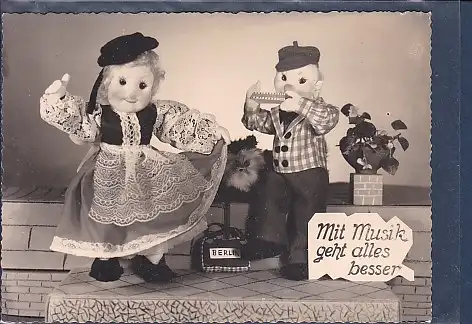 [Ansichtskarte] AK Mit Musik geht alles besser Serie: Kalle und Mieze 4 1960. 