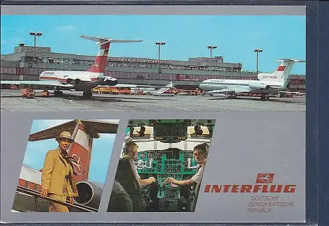 [Ansichtskarte] AK Interflug Deutsche Demokratische Republik Flughafen Berlin Schönefeld 3.Ansichten 1987. 