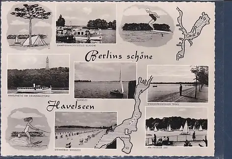 [Ansichtskarte] AK Berlins schöne Havelseen 9.Ansichten Dampferanlegestelle Kladow - Strandbad Wannsee 1960. 