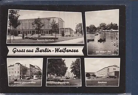 [Ansichtskarte] AK Gruss aus Berlin Weißensee 5.Ansichten Dynamo Sporthalle - Sporthotel - Ostseestraße 1966. 
