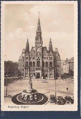 [Ansichtskarte] AK Reichenberg Adolf Hitler Platz mit Rathaus 1940. 