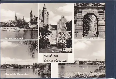 [Ansichtskarte] AK Gruß aus Berlin Köpenick 5.Ansichten Blick auf die Altstadt - Eingang zur Schloßinsel 1991. 