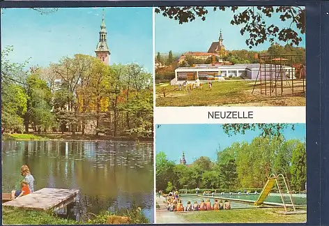 [Ansichtskarte] AK Neuzelle 3.Ansichten Klosterteich - Kinderkrippe - Schwimmbad 1983. 