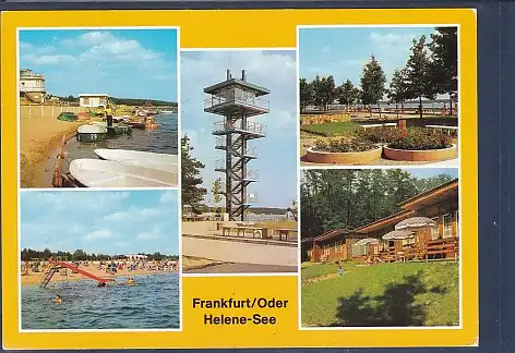 [Ansichtskarte] AK Frankfurt / Oder Helene See 5.Ansichten Bootsverleih - Turm am Oststrand - Bungalow Siedlung 1990. 