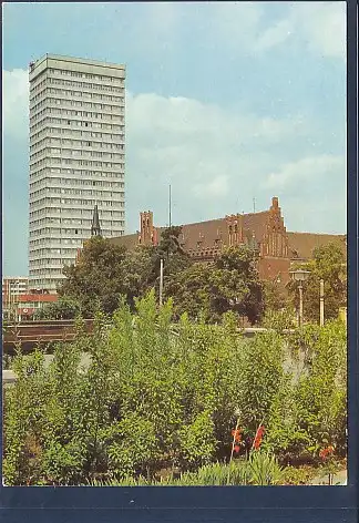 [Ansichtskarte] AK Frankfurt ( Oder) Hochhaus am Platz der Republik Jugendtouristenhotel 1987. 
