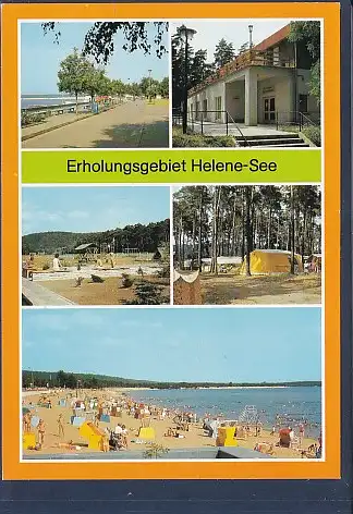 [Ansichtskarte] AK Erholungsgebiet Helene See 5.Ansichten HO Gaststätte Dachsberge - Zeltplatz 1989. 