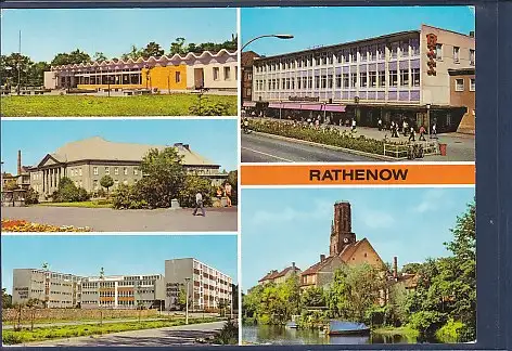 [Ansichtskarte] AK Rathenow 5.Ansichten HO Kaufhalle - Kulturhaus - Kaufhaus Magnet 1980. 