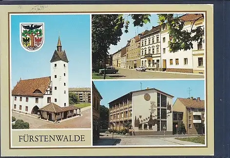[Ansichtskarte] AK Fürstenwalde 3.Ansichten Rathaus - Frankfurter Straße - Fernmeldeamt 1991. 